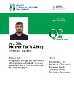 Fakültemiz Öğretim Üyelerinin Q1 ve Q2 Dergilerdeki Yayın Başarısı Tescillendi