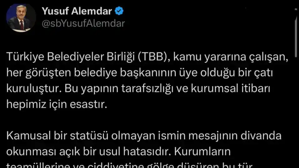 TBB Meclisi’nde Yaşanan Mektup Tartışması Sonrası Yusuf Alemdar’dan Kurumsallık Vurgusu